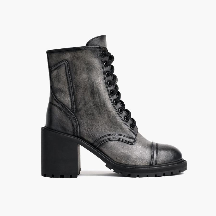 Thursday Boots Boots Rebel Leren Hoge Hakken Dames Grijs | BE414GSO