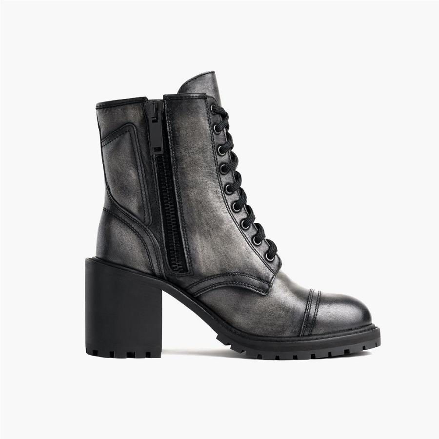 Thursday Boots Boots Rebel Leren Hoge Hakken Dames Grijs | BE414GSO