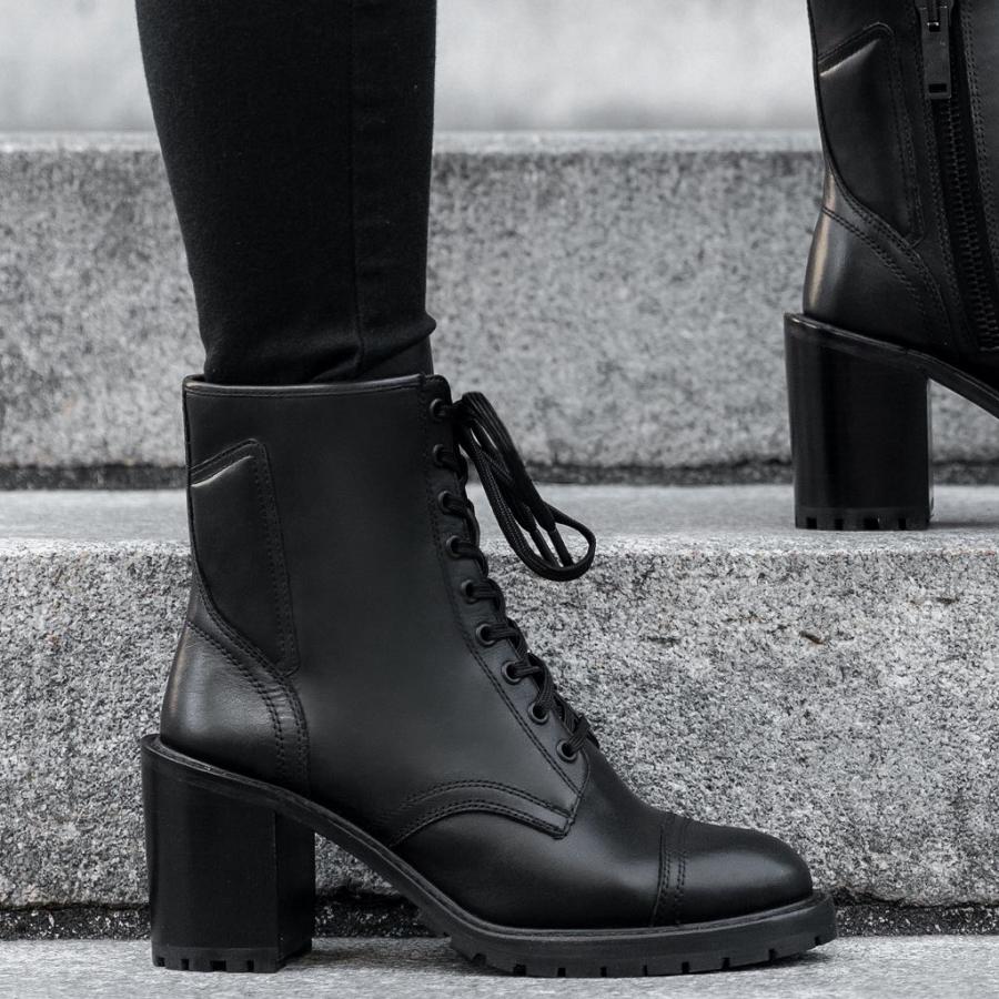 Thursday Boots Boots Rebel Leren Hoge Hakken Dames Zwart | BE415FDN