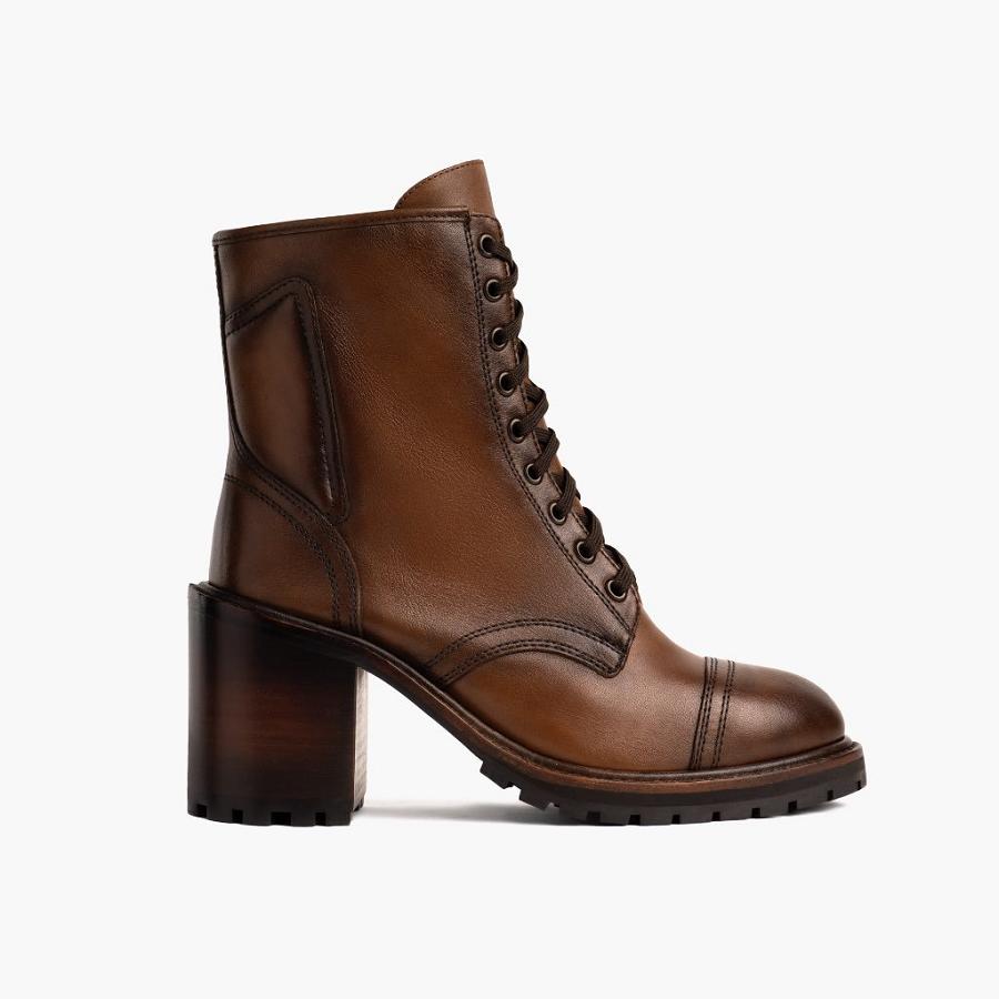 Thursday Boots Boots Rebel Leren Hoge Hakken Dames Bruin | BE416DFM