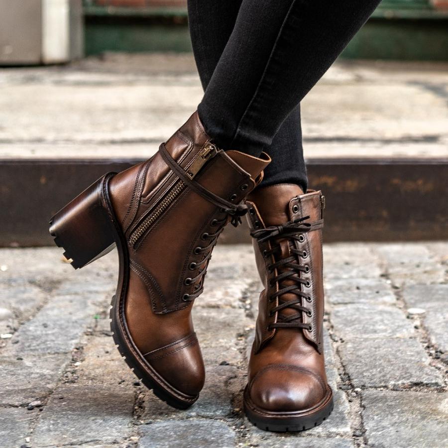 Thursday Boots Boots Rebel Leren Hoge Hakken Dames Bruin | BE416DFM