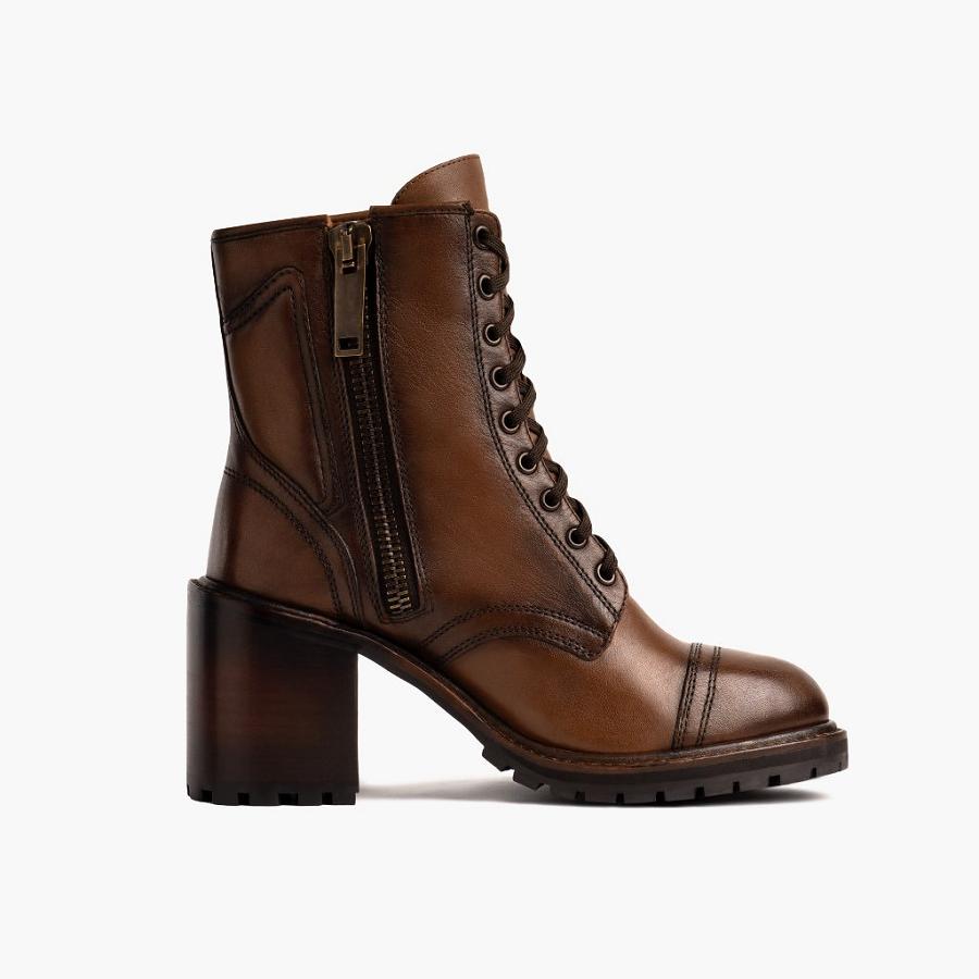 Thursday Boots Boots Rebel Leren Hoge Hakken Dames Bruin | BE416DFM