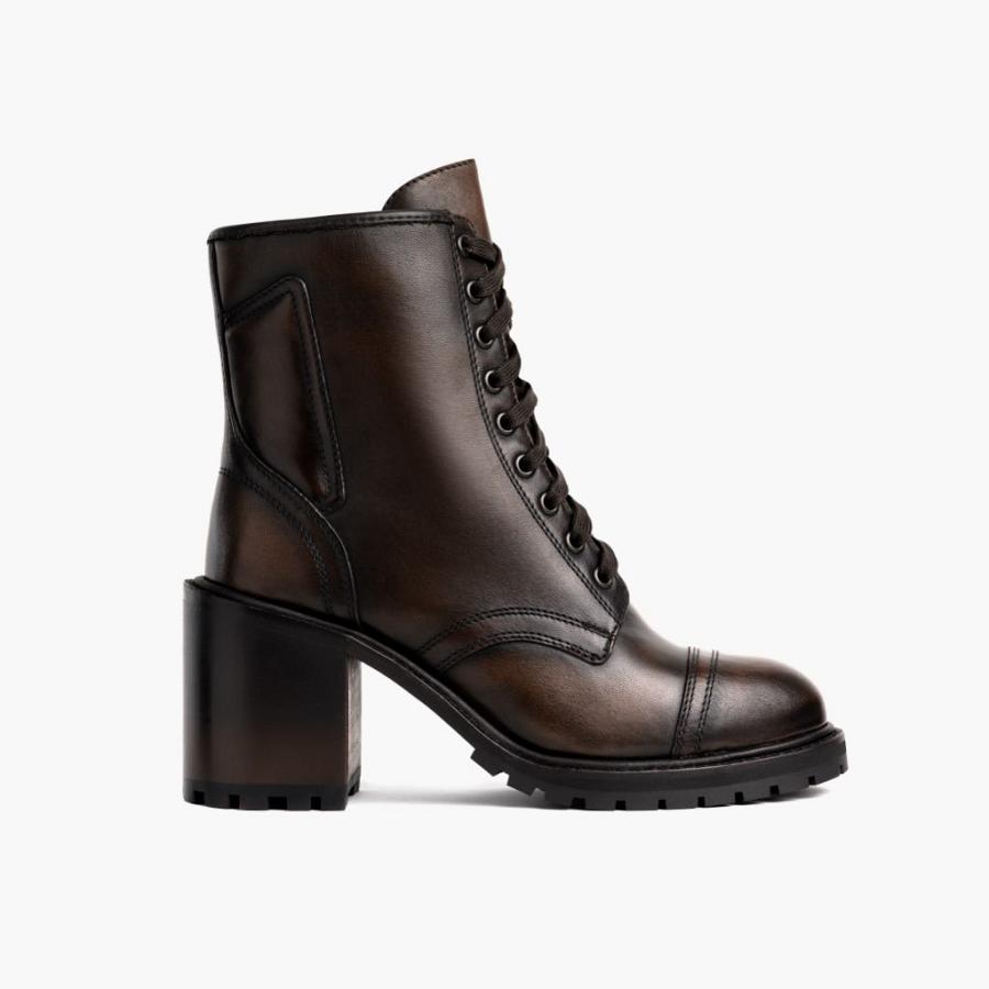 Thursday Boots Boots Rebel Leren Hoge Hakken Dames Bruin | BE417BEL