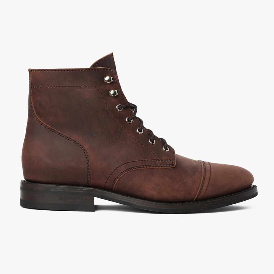 Thursday Boots Captain Leren Arizona Suede Veterlaarzen Heren Bruin | BE76GSO