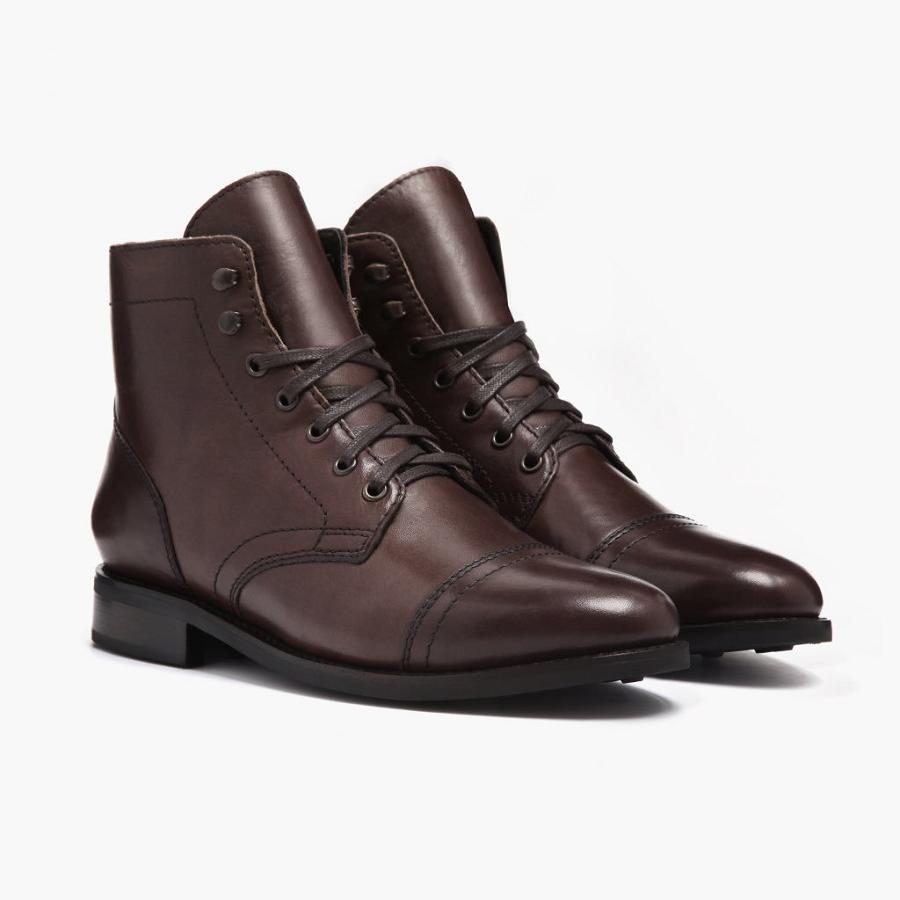 Thursday Boots Captain Leren Klassieke Veterlaarzen Dames Koffie | BE426EBC