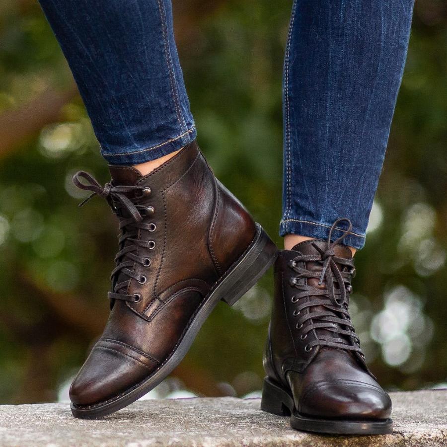 Thursday Boots Captain Leren Rugged & Resilient Veterlaarzen Dames Koffie | BE409ZUT