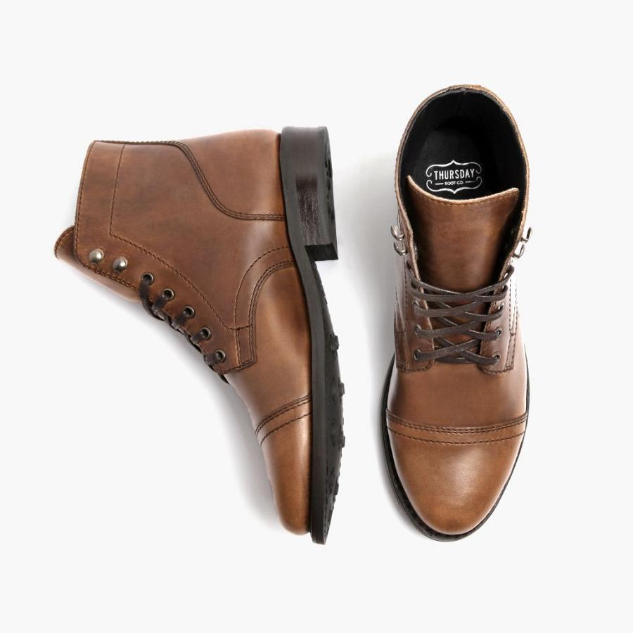 Thursday Boots Captain Leren Rugged & Resilient Veterlaarzen Dames Zwart Koffie | BE410LIS