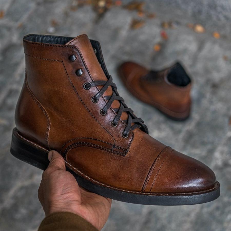 Thursday Boots Captain Leren Rugged & Resilient Veterlaarzen Heren Koffie | BE81PJJ