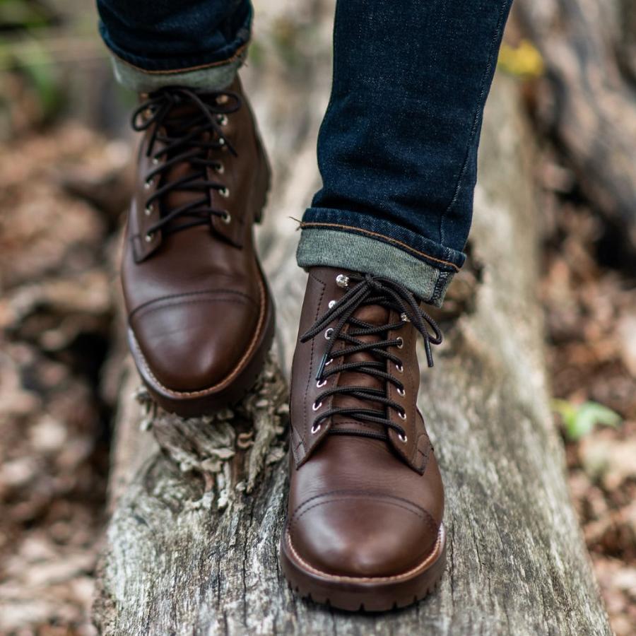 Thursday Boots Captain Leren Suede Veterlaarzen Heren Bordeaux | BE82OKI