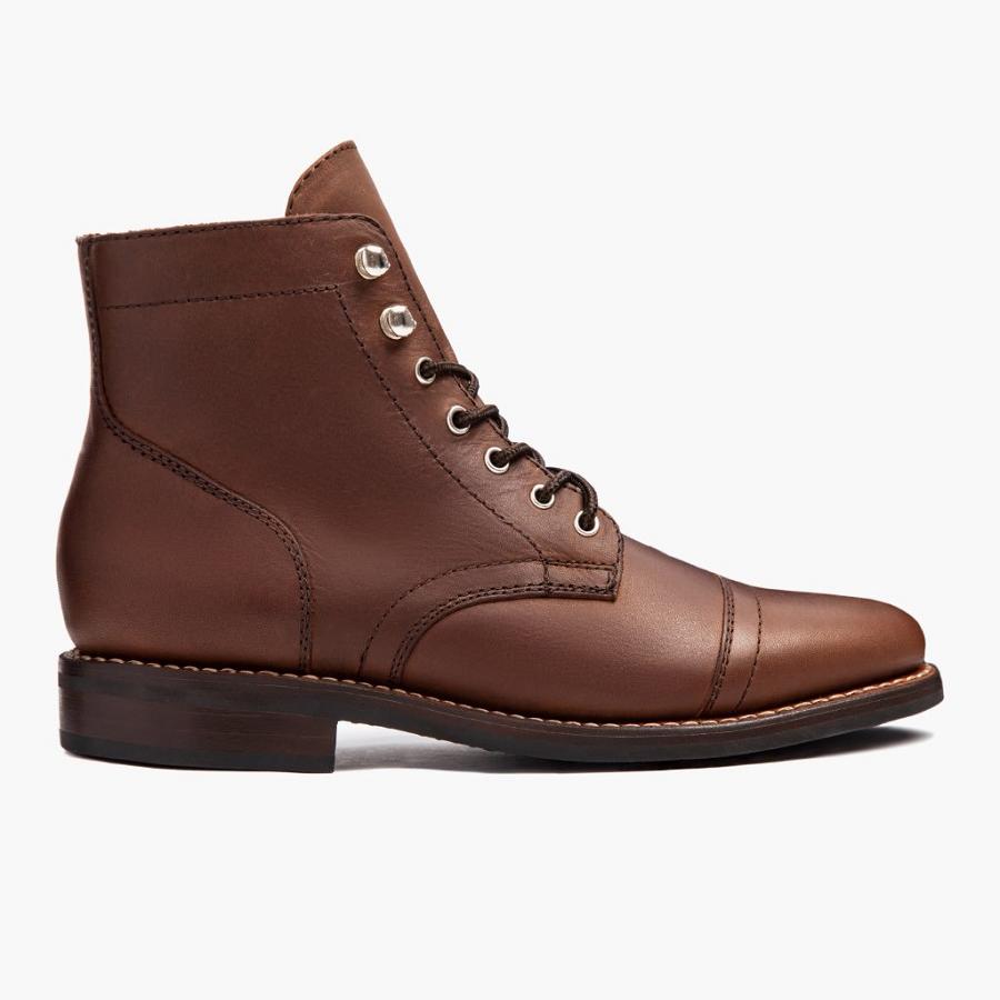 Thursday Boots Captain Leren Veterlaarzen Dames Bruin | BE422UZG