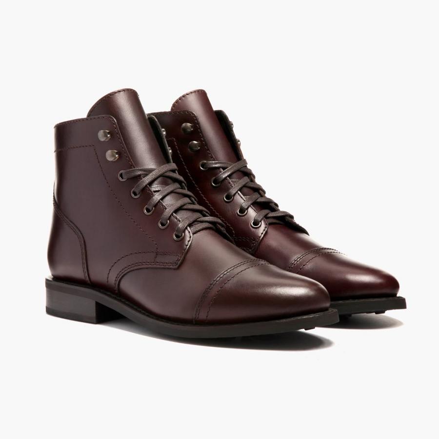 Thursday Boots Captain Leren Veterlaarzen Dames Koffie | BE423YXF