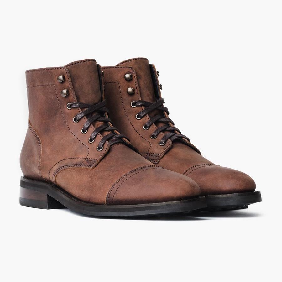 Thursday Boots Captain Leren Veterlaarzen Heren Koffie | BE72LIS