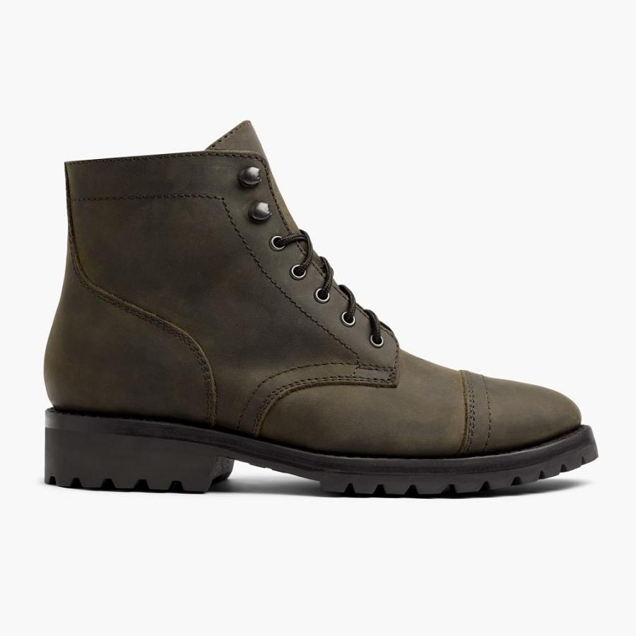 Thursday Boots Captain Leren Veterlaarzen Heren Olijfgroen | BE74JPQ