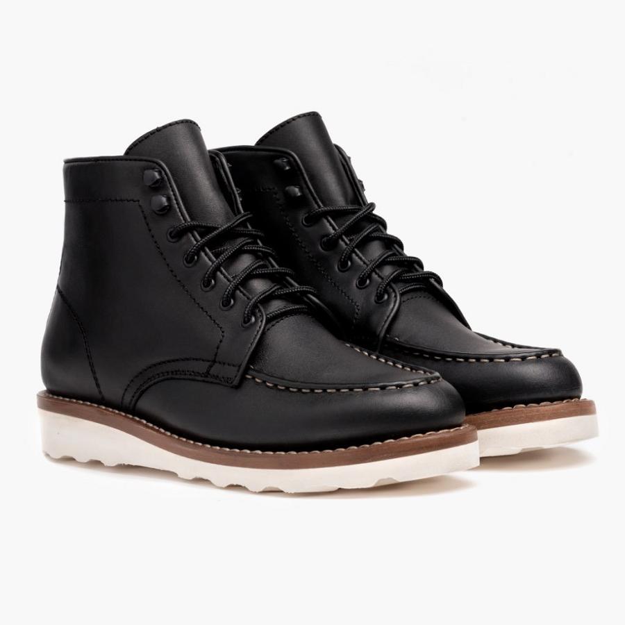 Thursday Boots Diplomat Leren Veterlaarzen Dames Zwart | BE345YXF