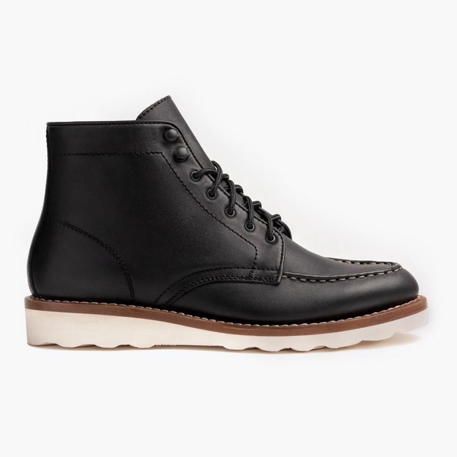 Thursday Boots Diplomat Leren Veterlaarzen Dames Zwart | BE345YXF