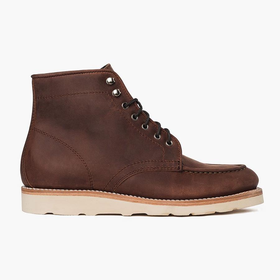 Thursday Boots Diplomat Leren Veterlaarzen Heren Koffie | BE92NWY