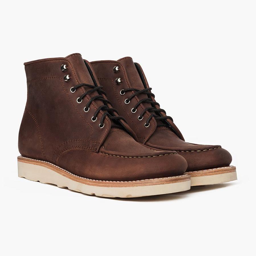 Thursday Boots Diplomat Leren Veterlaarzen Heren Koffie | BE92NWY