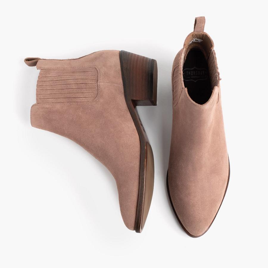 Thursday Boots Dreamer Suede Laarzen Dames Roze Bruin | BE392AHK