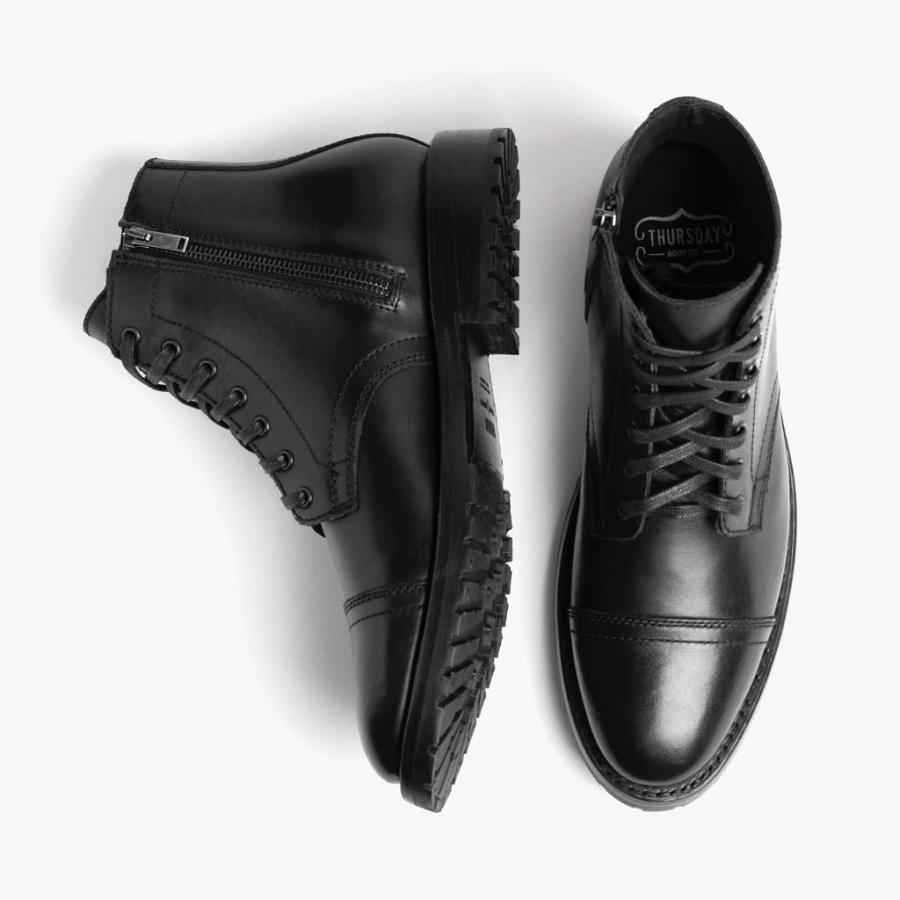 Thursday Boots Major Leren Laarzen Heren Zwart | BE200XYU