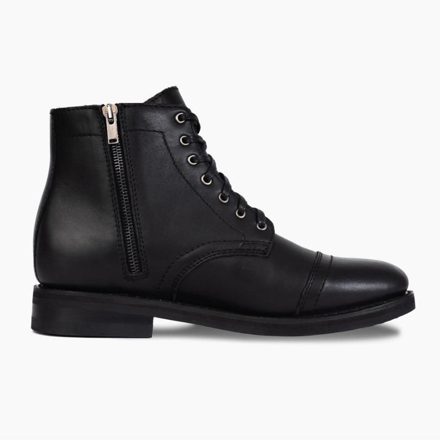 Thursday Boots Major Leren Veterlaarzen Heren Zwart | BE102GSO