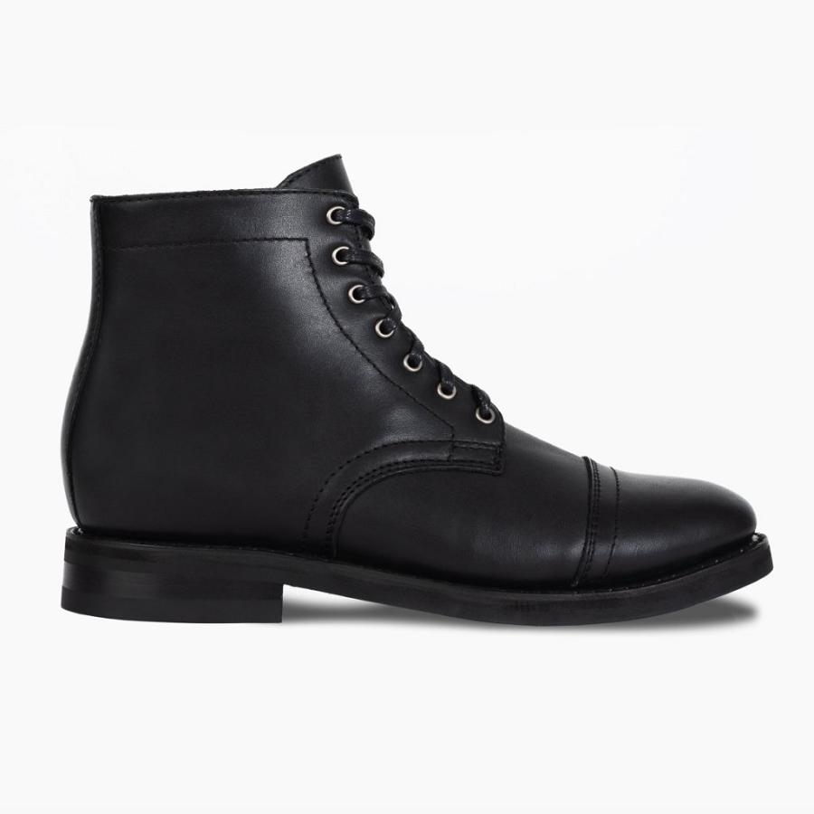 Thursday Boots Major Leren Veterlaarzen Heren Zwart | BE102GSO