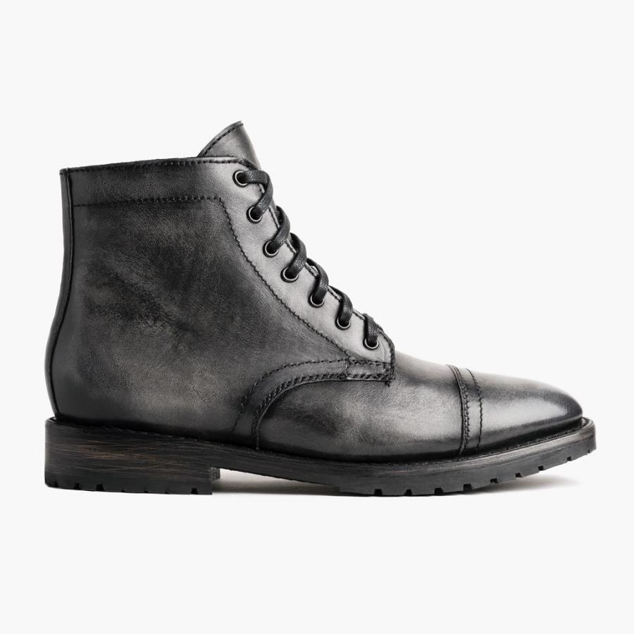 Thursday Boots Major Leren Veterlaarzen Heren Grijs | BE105BEL