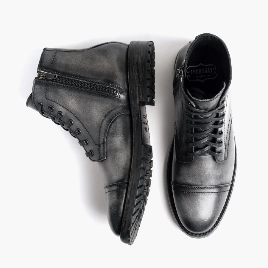 Thursday Boots Major Leren Veterlaarzen Heren Grijs | BE105BEL