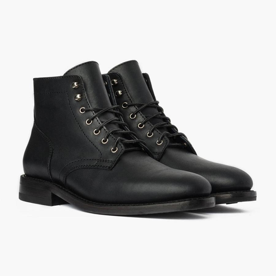 Thursday Boots President Leren Klassieke Veterlaarzen Heren Zwart | BE112TCE