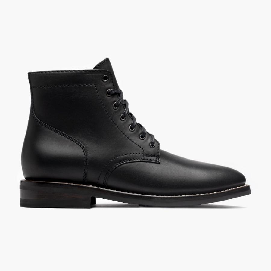 Thursday Boots President Leren Veterlaarzen Heren Zwart | BE109ILH