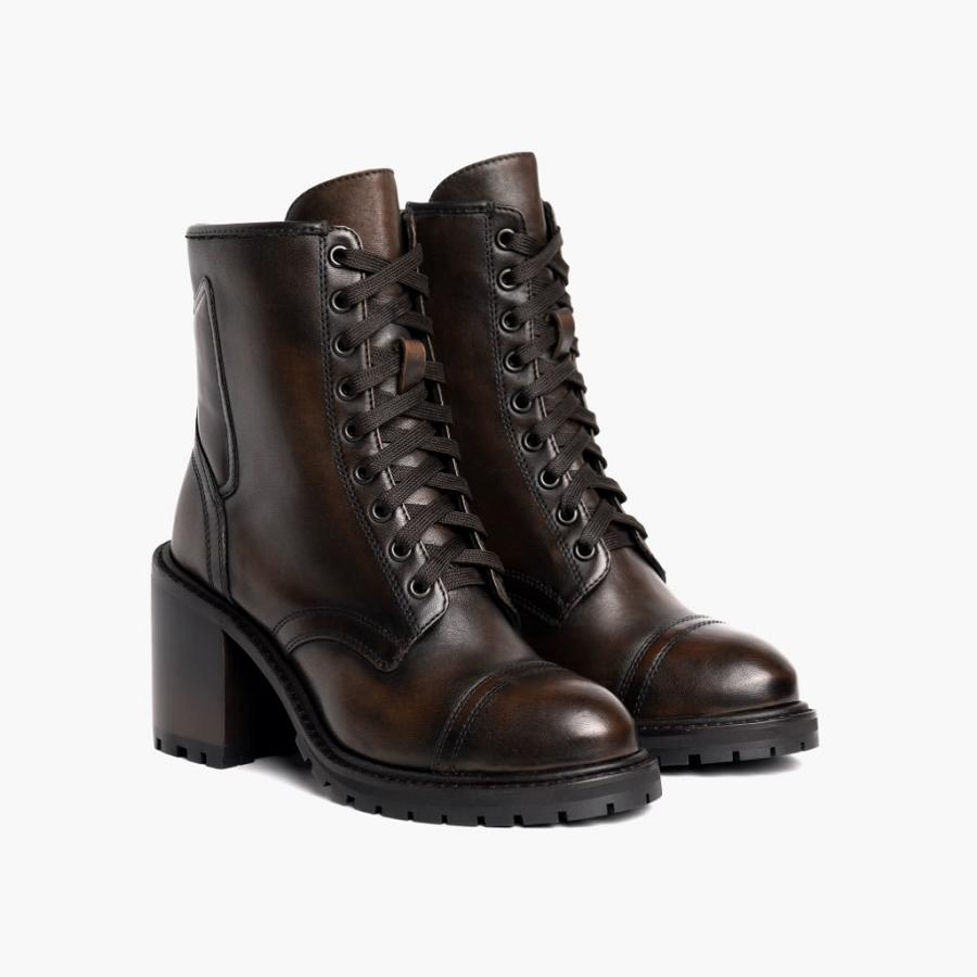 Thursday Boots Rebel Leren Laarzen Dames Zwart Koffie | BE390DFM25