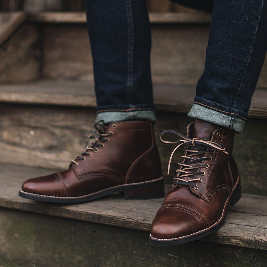 Thursday Boots Vanguard Leren Veterlaarzen Heren Bordeaux | BE131BEL