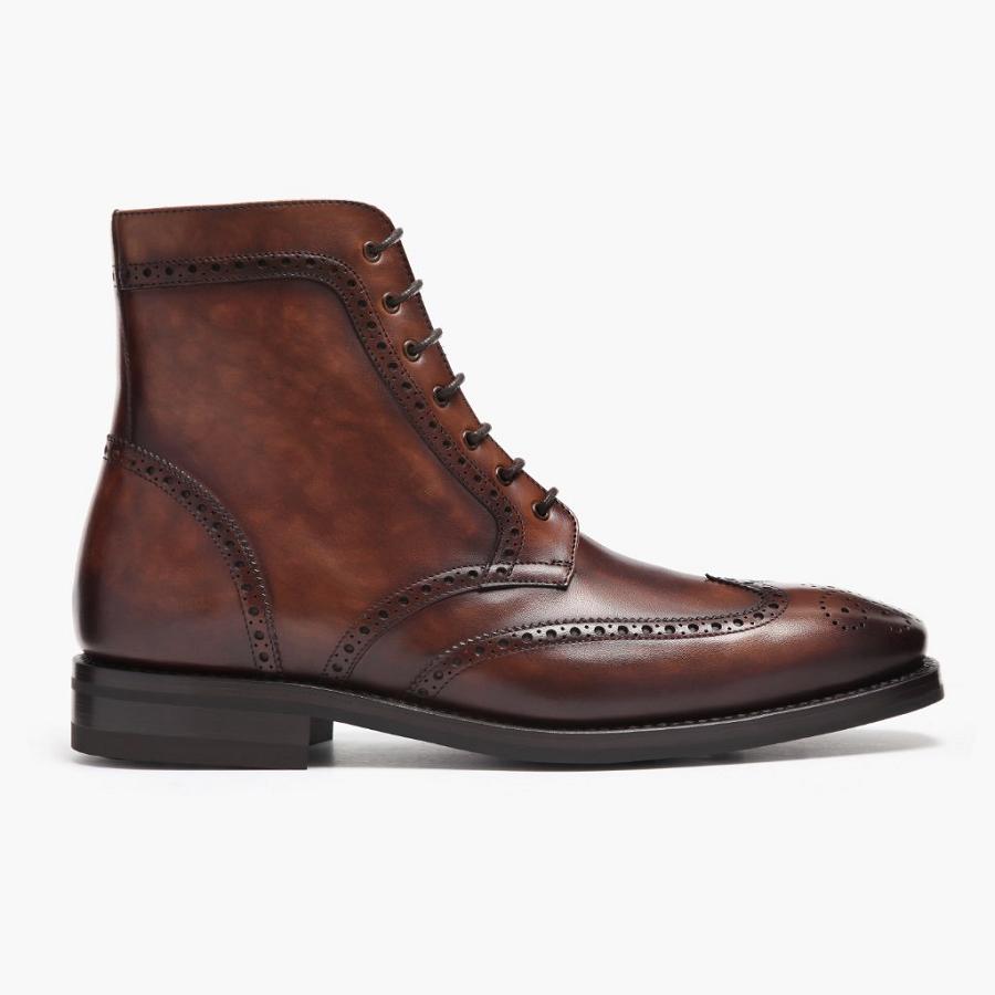 Thursday Boots Wingtip Leren Veterlaarzen Heren Bruin | BE134OKI