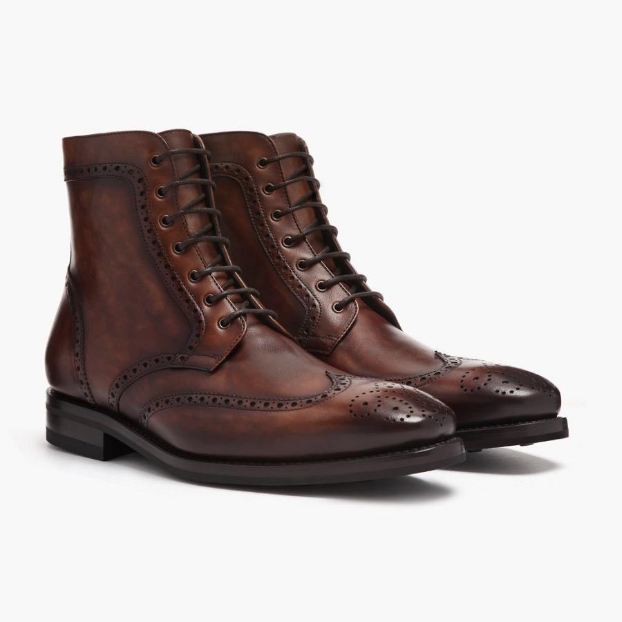 Thursday Boots Wingtip Leren Veterlaarzen Heren Bruin | BE134OKI