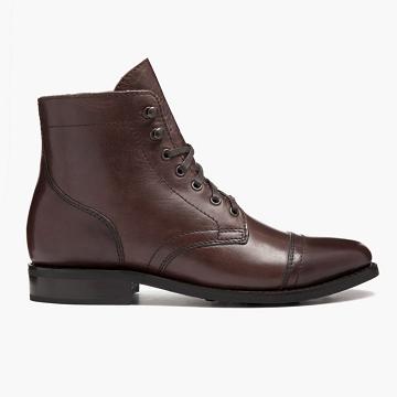 Thursday Boots Captain Leren Klassieke Veterlaarzen Dames Koffie | BE426EBC