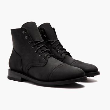 Thursday Boots Captain Leren Suede Veterlaarzen Heren Zwart | BE85YXF