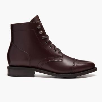 Thursday Boots Captain Leren Veterlaarzen Dames Koffie | BE423YXF