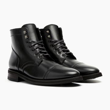 Thursday Boots Captain Leren Veterlaarzen Heren Zwart | BE75HAP