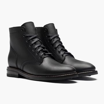 Thursday Boots President Leren Veterlaarzen Heren Zwart | BE109ILH